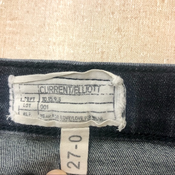 Current/Elliot Cropped Skinny Jeans Distressed Hems Faded Black 27 Waist - Picture 7 of 12